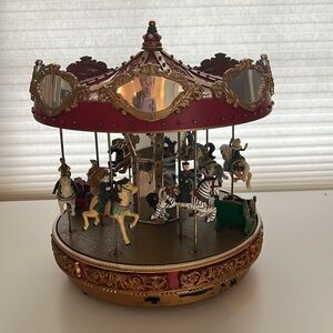 Festive Carousel Music Box - Red and Gold